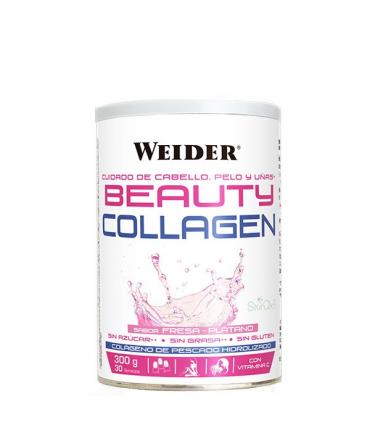 Weider Beauty Collagen Colágeno para cuidado del cabello, pelo y uñas sabor Fresa Plátano 300g