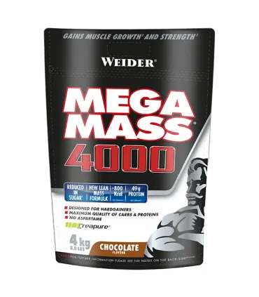 Weider Mega Mass 4000 Energía y proteínas de alta calidad sabor Chocolate 4kg