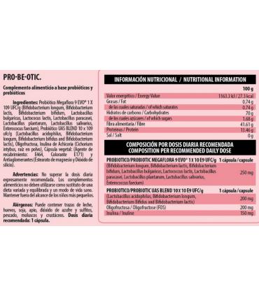 Ingredientes e información nutricional PRO.BE.OTIC Be Essential