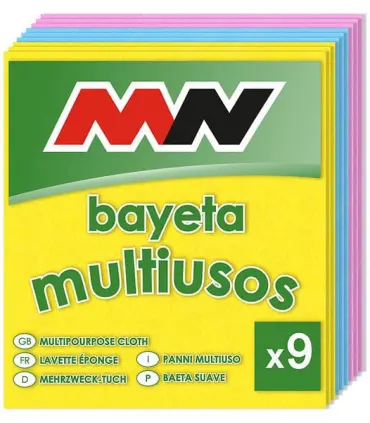 Bayetas multiusos colores pack de 9 unidades 36x38 cm