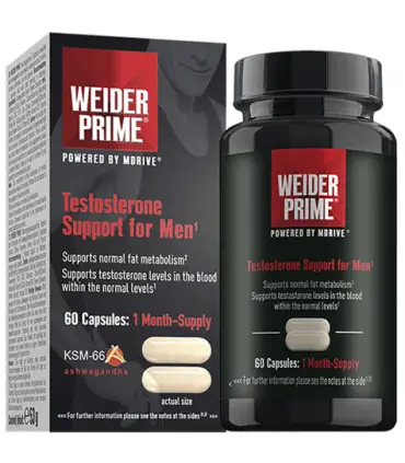 Weider Prime Testosterona para mejorar los niveles de testosterona en hombres 60 cápsulas