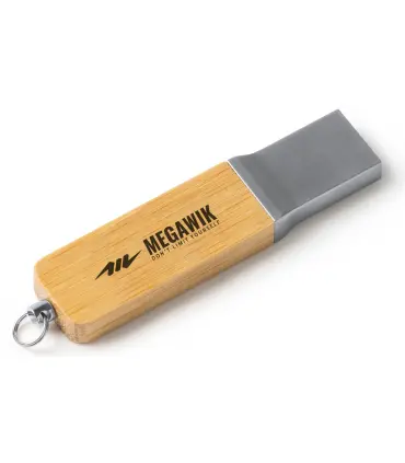 Megawik nº6 memoria USB llavero con cuerpo de bambú natural 16GB