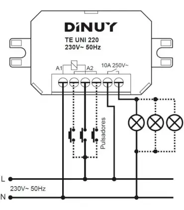 Dinuy Telerruptor de 1 contacto normalmente abierto 230V TE UNI 220