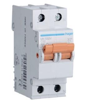 Hager IGA interruptor magnetotérmico general vivienda 2P C 6kA MN232V