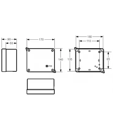 Famatel caja premontada con 4 enchufes estancos para superficie 2P+T IP44 3065