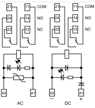 Relé con zócalo Finder de conmutación 4C 2NANC 8A indicador LED