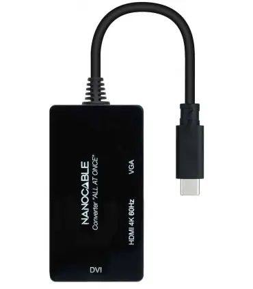 Adaptador conversor USB tipo C a HDMI, DVI, VGA 20cm Nanocable