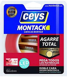 Cinta para pegar tiras led de doble cara Ceys Montack 10mx8mm