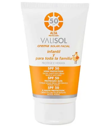 Crema solar facial infantil Valisol SPF50 alta protección 100ml