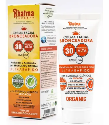 Rhatma Therapy Crema facial bronceadora SPF 30 protección alta 60ml