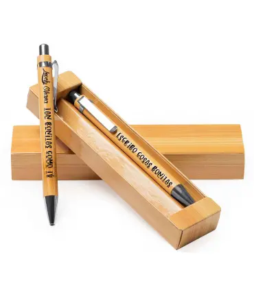 Bolígrafo, portaminas de madera con estuche - Escribo cosas bonitas