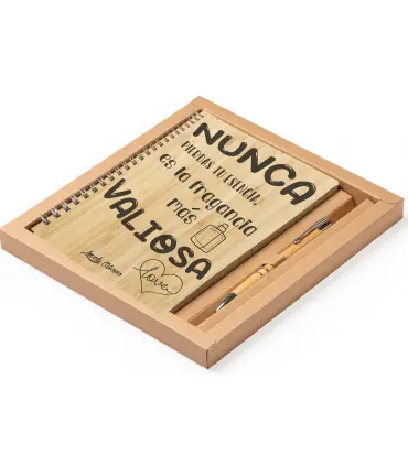 Libreta y bolígrafo de bambú natural - Nunca pierdas tu esencia, es la más valiosa